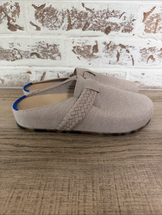 Rothy's Shoes - Rothy's Taupe Slip-On Braided Mule with Blue Trim